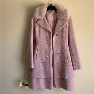 Betsey Johnson Belted Wool w/Faux Fur Collar Small